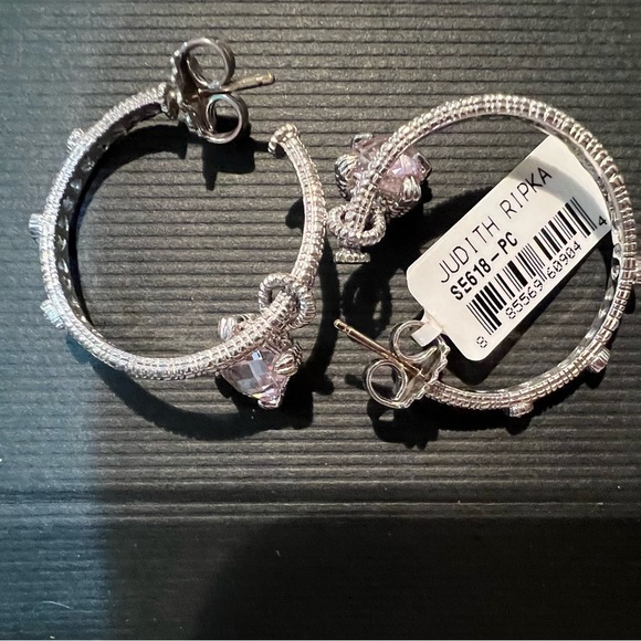 Judith Ripka 18K/SS Hoop Earrings with Charms - Picture 5 of 5